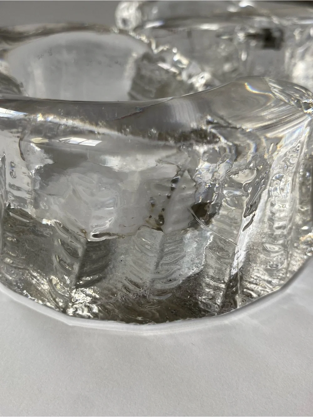 Not sure if these are candle holder or ashtray Vintage MCM Swedish Ice Glass